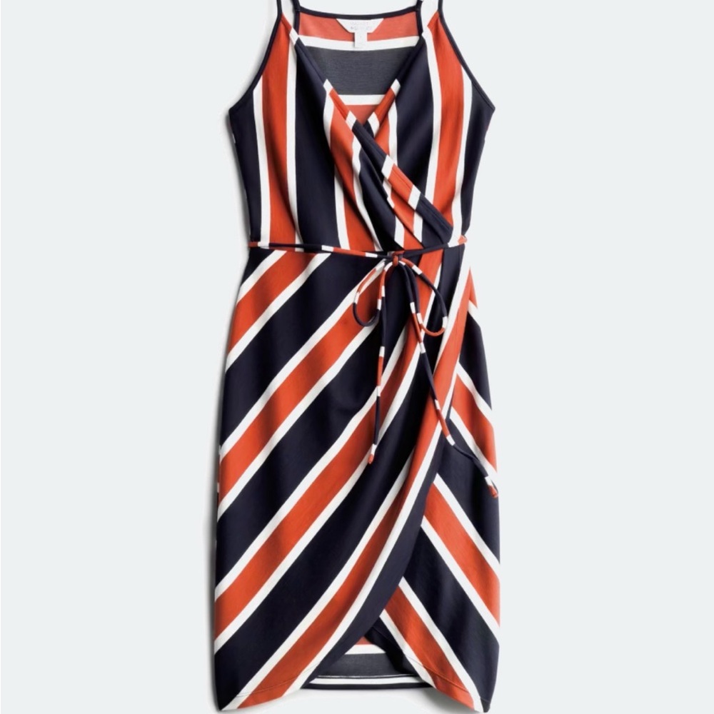 41 Hawthorn Annora Faux Wrap Striped Sleeveless Wrap Knit Dress